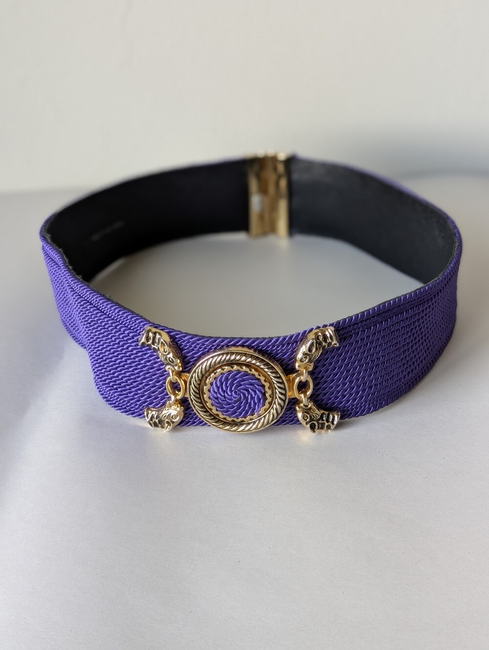 Gutos Vintage Waist Belt Purple Woven Gold-Tone Buckle Size 31" Long